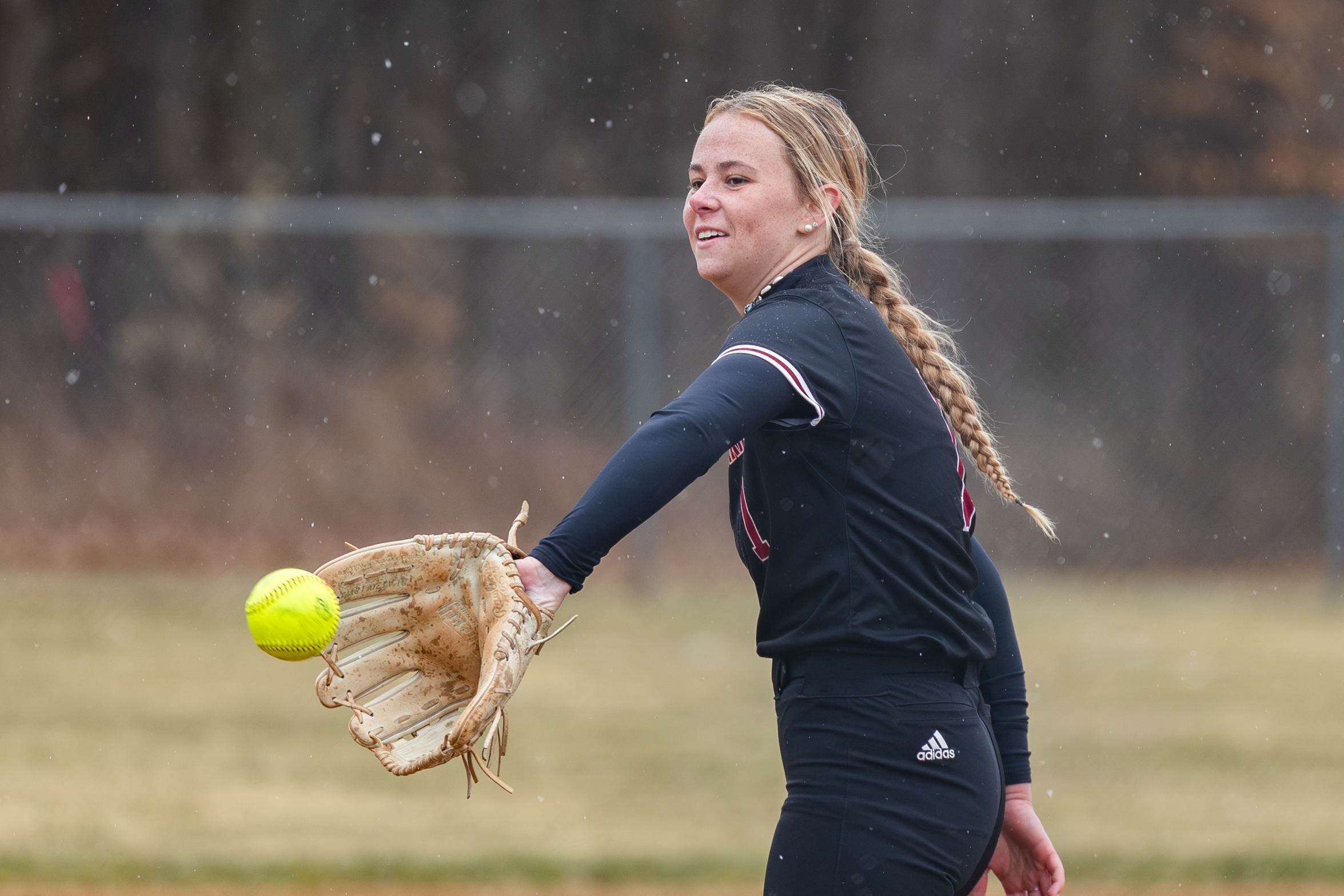 Forget Competes For Softball Split Against Raiders