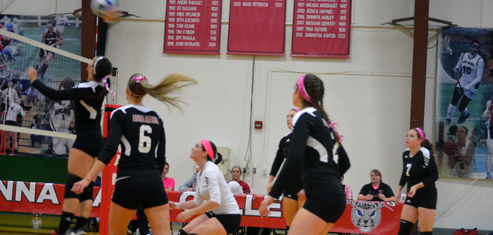 Volleyball Picks Up Two Wins against Suffolk, Eastern Nazarene at Home Tri-Match