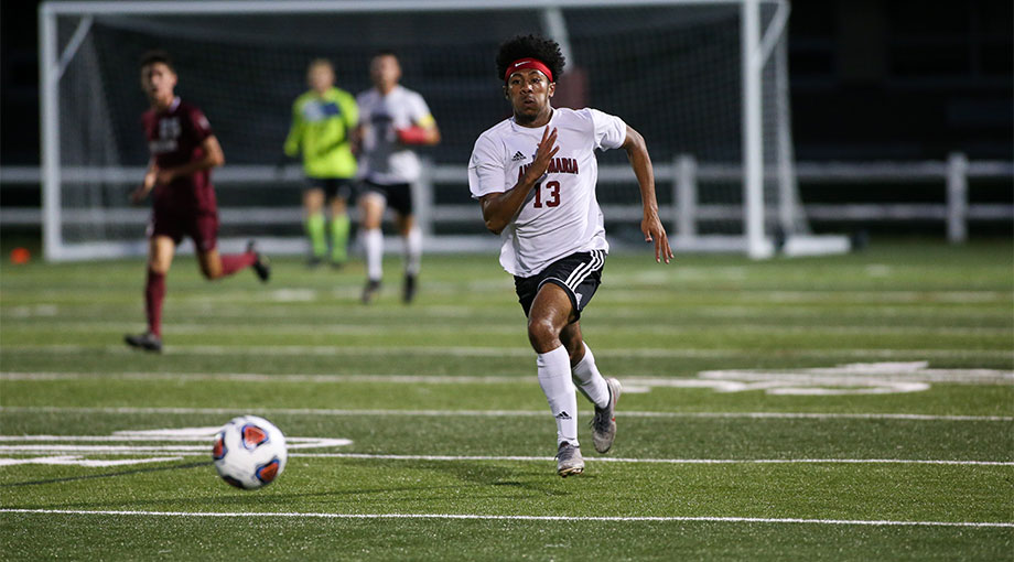 Men's Soccer Earns First Conference Win Beating Rivier, 2-1