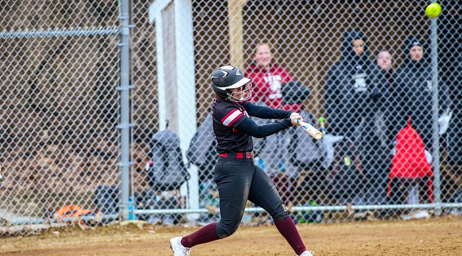 Softball Soars Past Elms College, 21-7; Edged In Second Game Against SUNY Delhi, 4-2