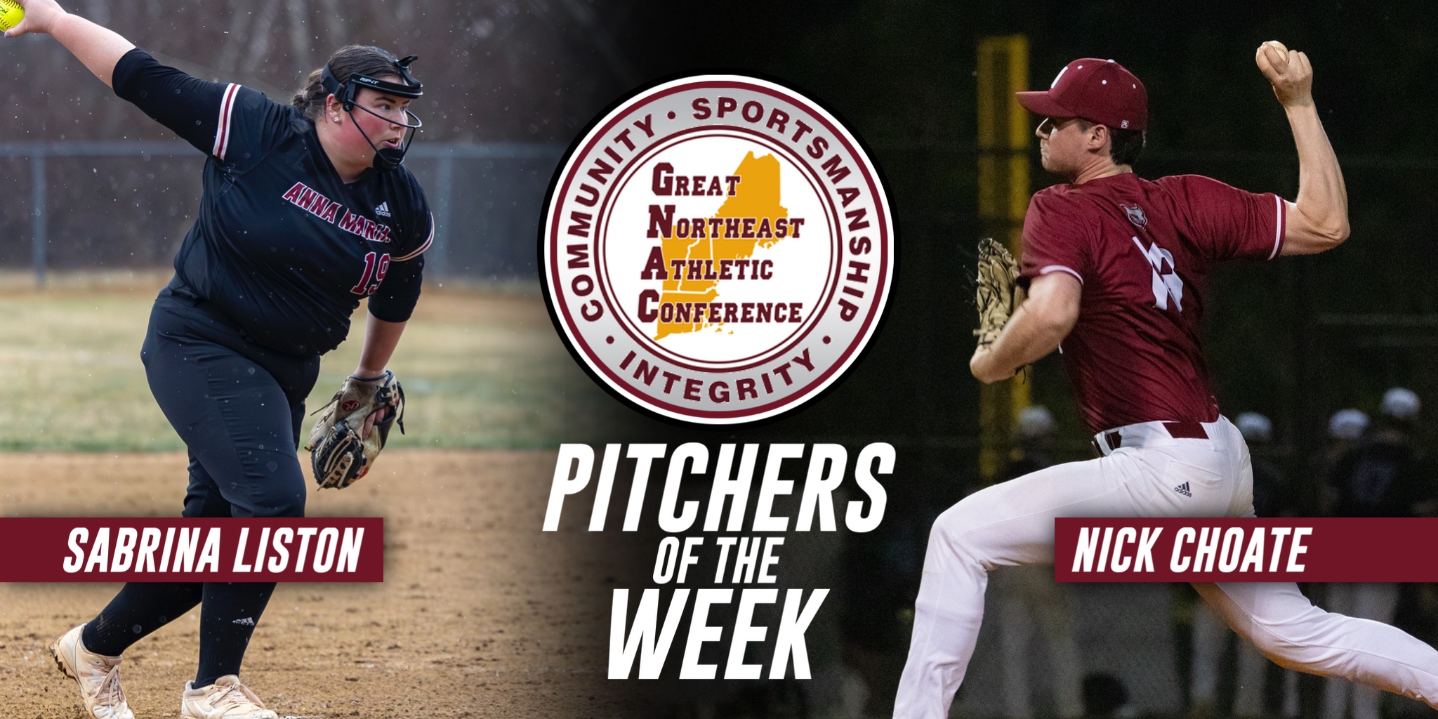 Choate and Liston Take Home GNAC Pitcher Of The Week Honors
